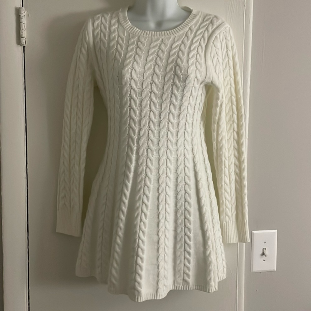 White long sleeve sweater dress